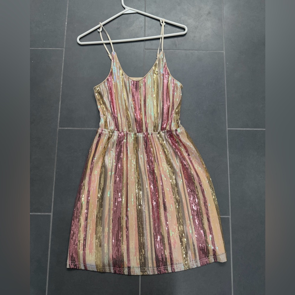 Main Strip Multicolor Sequin Dress